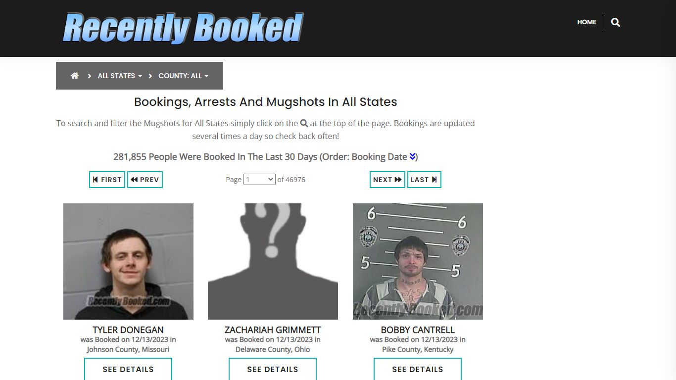 Recent bookings, Arrests, Mugshots in All States - Recently Booked
